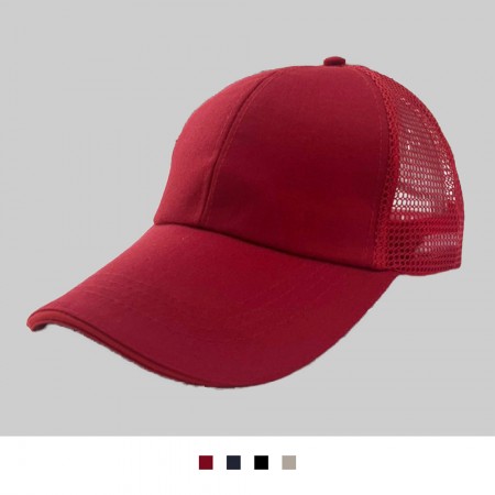【晶輝】AA024-帽簷紅色夾心鴨舌帽/網帽(頭圍膠扣設計)