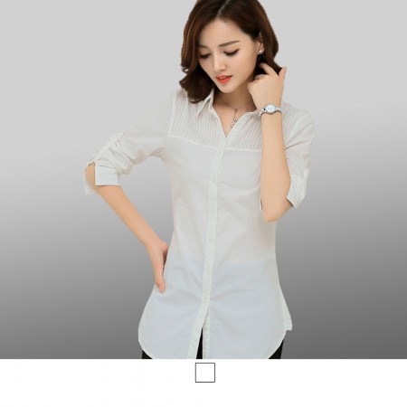 【晶輝】CH054-長袖可反摺五分袖純棉素面襯衫