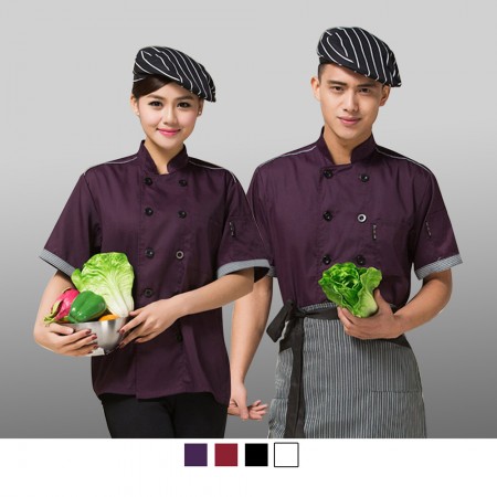【晶輝】CH149-酒店西餐廳短袖春夏黑紅白透氣廚師服