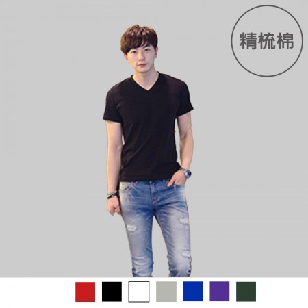 【晶輝】SL007-純棉 精梳棉領口加厚圓領短袖素面T恤